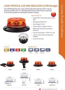 פנס מהבהב 12 לדים LOW PROFILE דגם LPB קבוע כתום ‏12-24V ‏