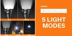 פנס סריקה טקטי צבאי נטען לד עוצמתי 36W 2700LM כיוון אלומה בזום 5 מצבי תאורה CREE LED